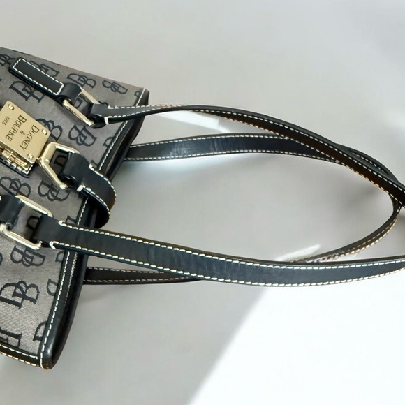 Authentic Dooney & Bourke Monogram Black Grey Bucket Bag - Picture 8 of 14